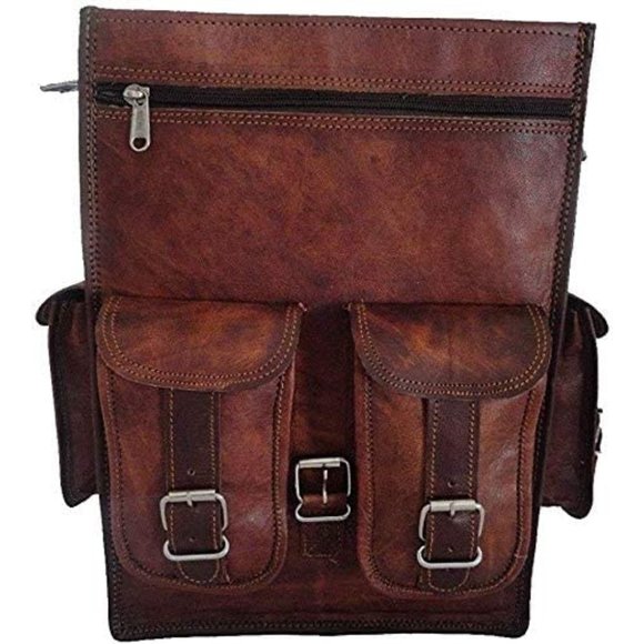 Top Grain Leather Backpack Laptop Messenger School Bag Rucksack Sling Men - Picture 6 of 6